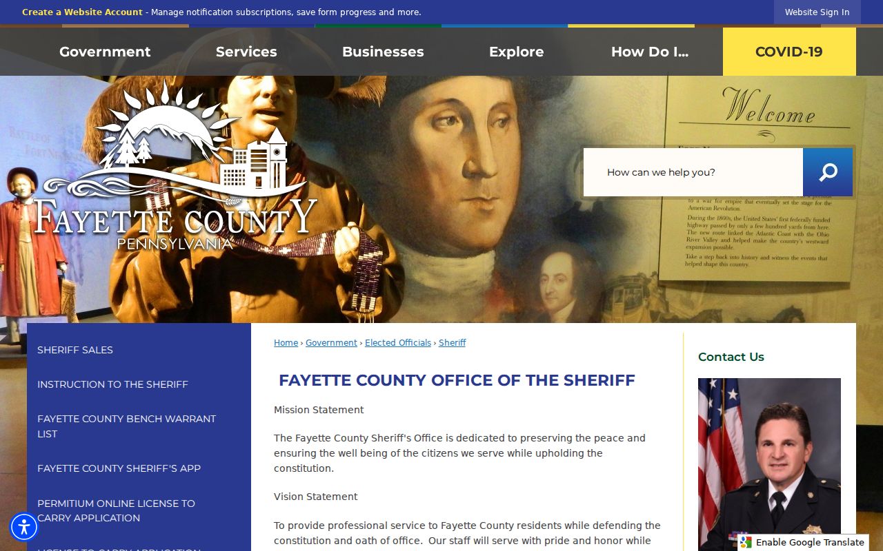 Fayette County Sheriff contact for arrest and jail record requests