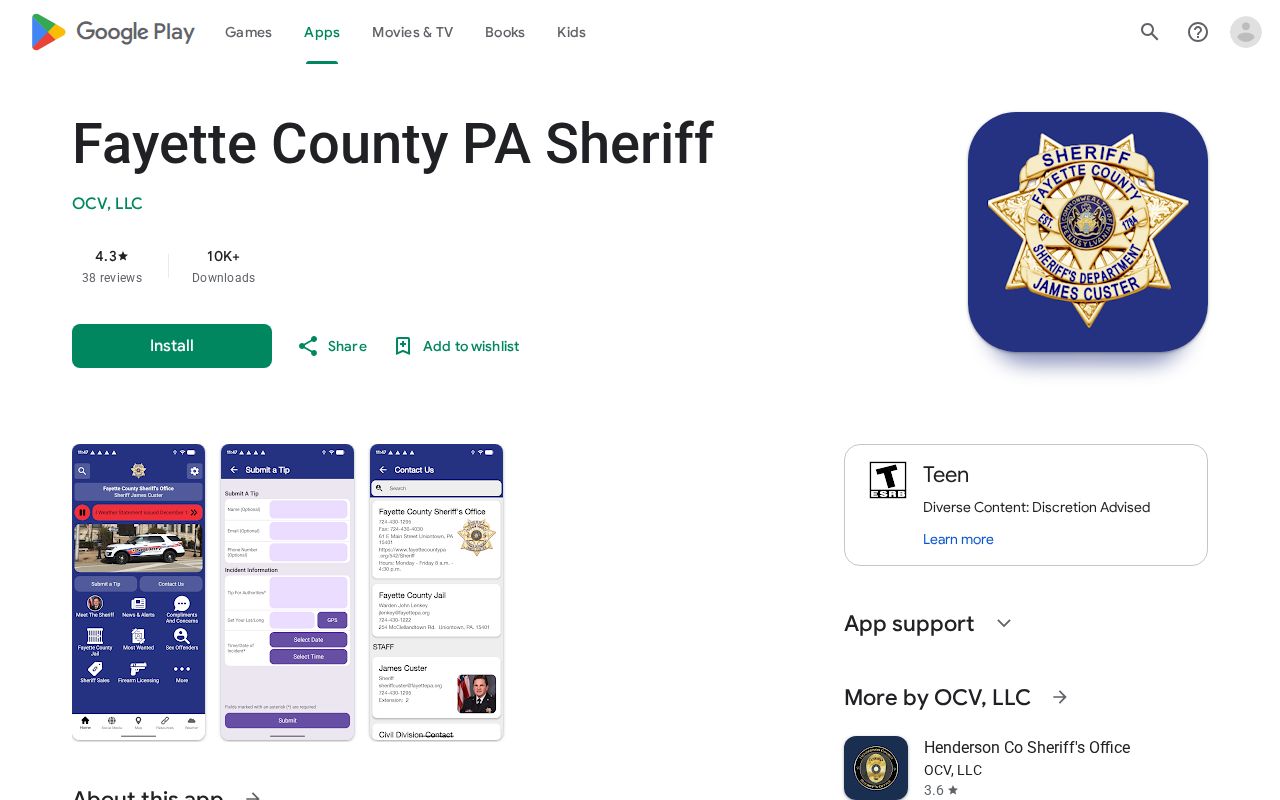 Connellsville arrest and booking records route in the Fayette County Sheriff Android app