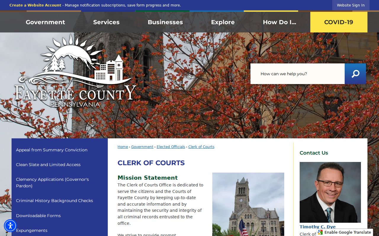 Fayette County criminal court records information from the Clerk of Courts
