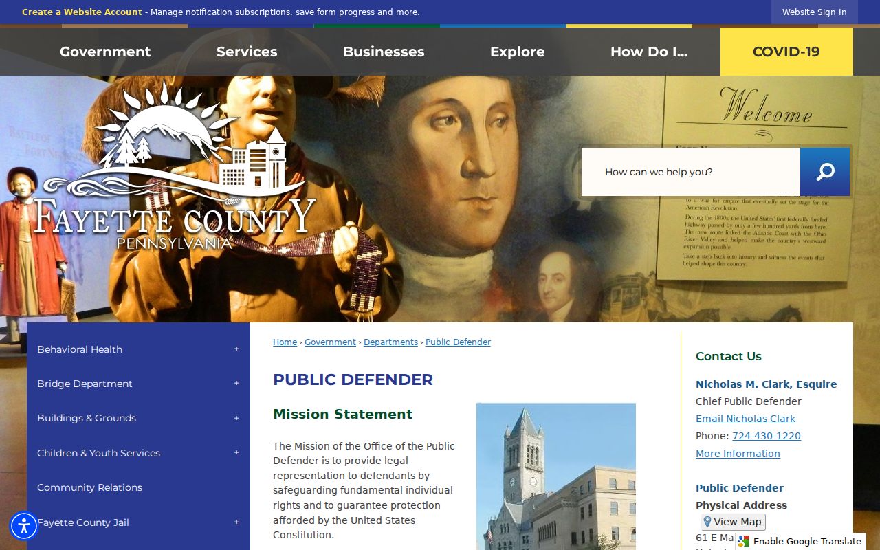 Fayette County criminal history Public Defender services page
