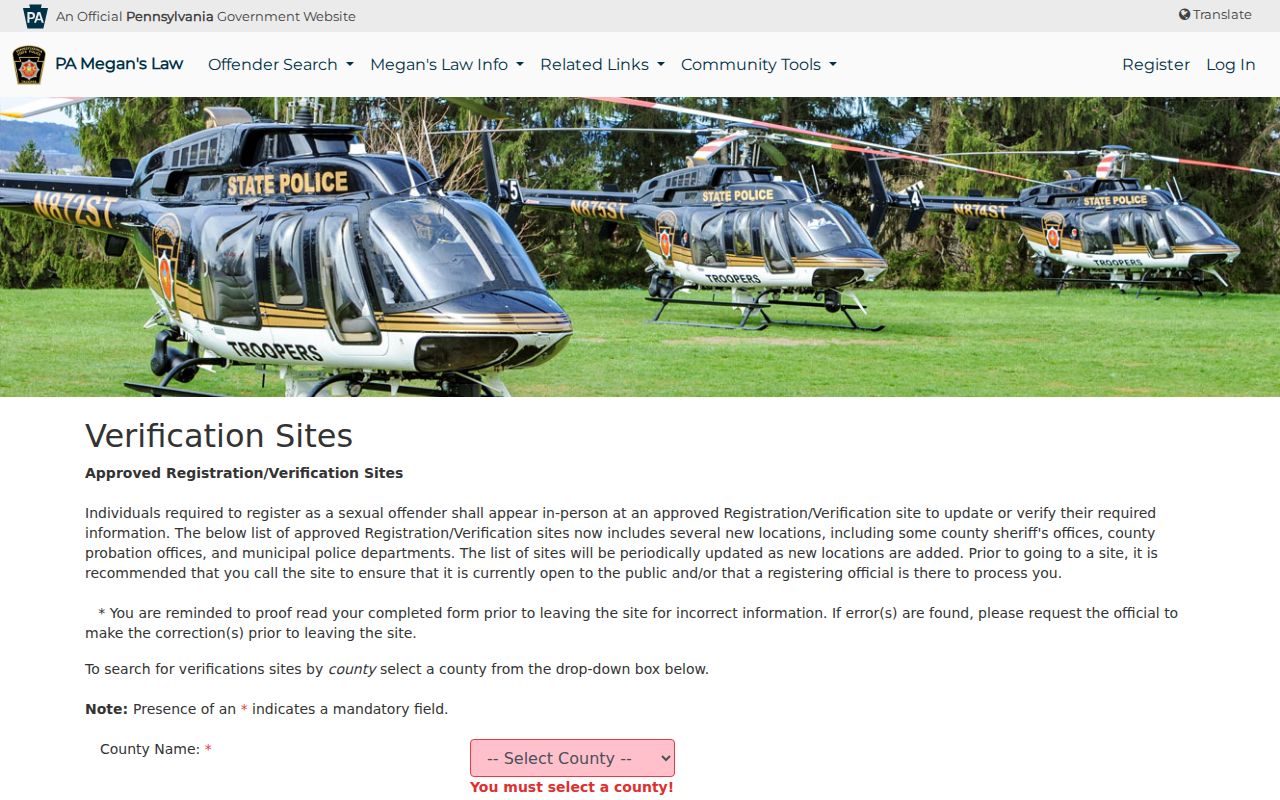 Fayette County sex offender registry verification site finder